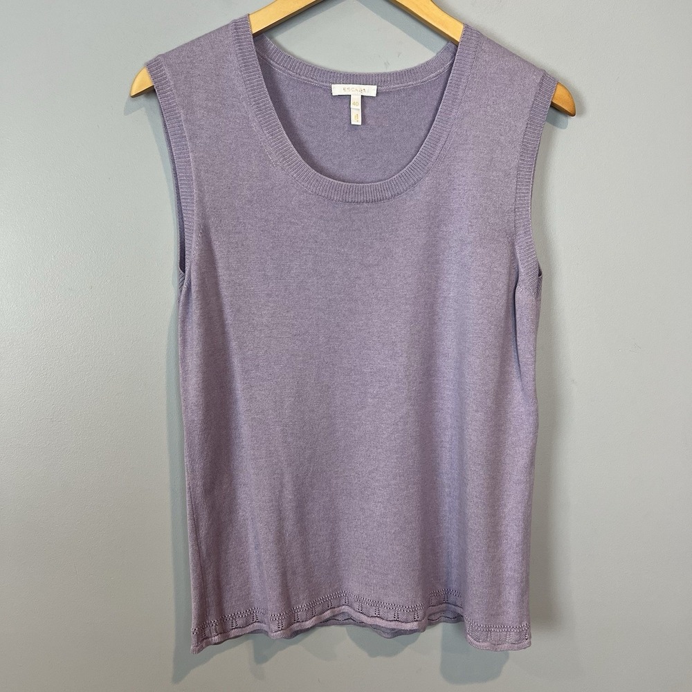Escada Cashmere Silk Blend Sweater Womens Size Small Light Purple Sleeveless